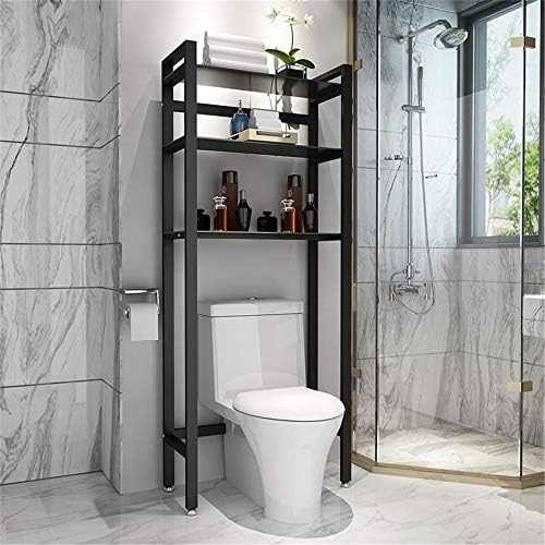 Шкафове за баня Върху тоалетна Рафтове за съхранение, полици за баня от 3 слоя закалено Стъкло За съхранение в банята Домакински