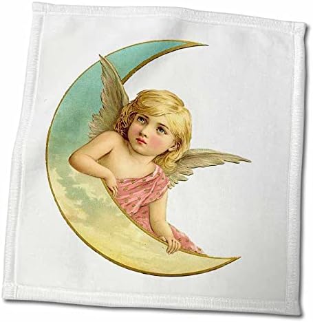 3dRose Florene Ангелите и Херувимите - Изображение на Викторианската на Ангел На една Четвърт на Луната - Кърпи (twl-238634-3)