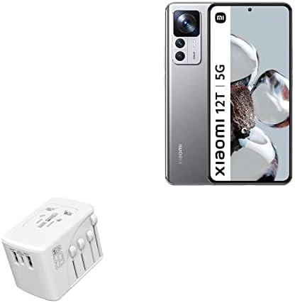 Зарядно устройство BoxWave, съвместимо с Xiaomi 12T Pro - Международно стенно зарядно устройство PD (65 W), 3 USB-адаптер за зареждане