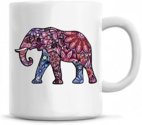 Кафеена чаша Pink Paisley Elephant на 12 унции - чудесно за подаръци По повод или Специален случай - Произведено в САЩ.