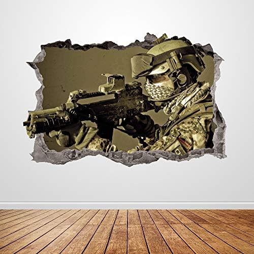 Войници Стикер На стената Разби 3D Графична Зона на бойни действия Пушка Стикер На стената Художествена Живопис Плакат Декор на Детска
