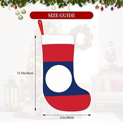 Cutedwarf Флаг Лаос Коледен Отглеждане На Коледни Празнични Украси Камина Окачен На Стелката 18 Инча(А)А) Чорапи