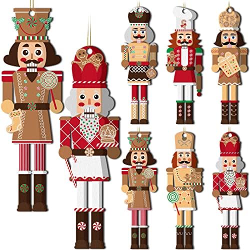30 Броя Декорации под формата на Щелкунчика Коледни Дървени Висящи Фигурки във формата на Пряничного Щелкунчика за Украса на Коледната