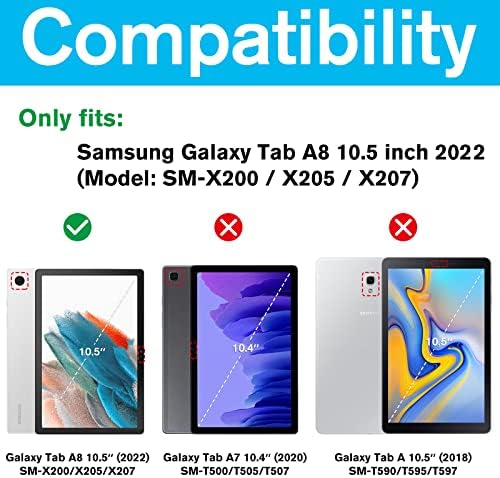 Калъф ProCase Galaxy Tab A8 10.5 инча 2022 SM-X200 SM-X205 SM-X207, Тънък Защитен калъф-поставка, smart-калъф-награда за Galaxy