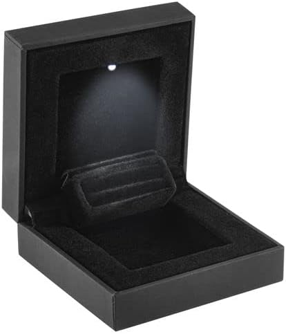 Очарователен тънка малка кутийка за пръстени с led подсветка, елегантен плосък калъф за пръстени с диаманти квадратна форма,