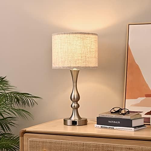 Настолна лампа DEWENWILS със сензорен контрол и 2 USB порта, Нощна лампа с 3-лентов регулируема яркост, Модерна Настолна лампа за хол, спалня,