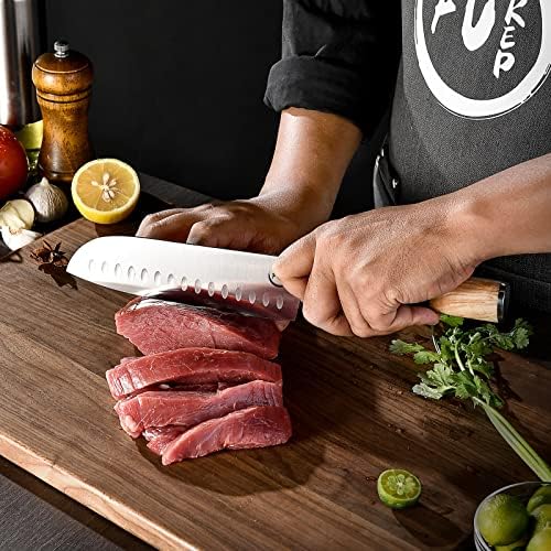 Нож Fukep Santoku + Нож За почистване на зеленчуци, Супер Остър Кухненски Нож От Неръждаема Стомана HC