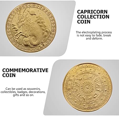 Възпоменателни Монети NUOBESTY 12 Constellation са подбрани Монета на Козирога, Монета за Повикване на Щастливите Желания, Антични Златни Монети, Метални Таро, Колективна Мон?