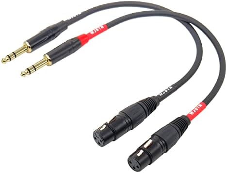 Кабел WJSTN XLR-1/4 TRS 6,35 мм, двоен към 3-номера за контакт XLR (женски), адаптер за стереофонического балансиран XLR микрофон-1/4,