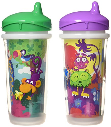 Чаши за пиене Playtex Sipsters Stage 3 със защита от разливи, течове и счупване с изолирани накрайници - 9 грама - 2 опаковки (цвета