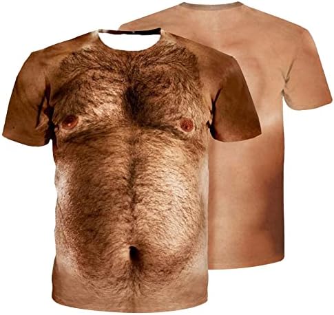 Фалшива Мускулна Тениска за Мъже Slim Fit С Кръгло Деколте и Къс Ръкав, Нестандартен, Забавен Градинска Дрехи С 3D Принтом За Мъже