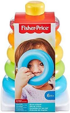 Детска играчка-конструктор на Fisher-Price Rock-A-Stack, Поставка за Ваньки-Встаньки с 5 Цветни пръстени на възраст от 6 месеца