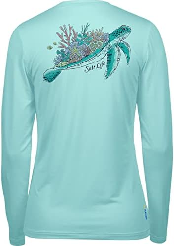 Риза Участък-намаляване на Salt Life Turtle Reef SLX с дълъг ръкав, Светло Хедър цвят Аруба, Малък