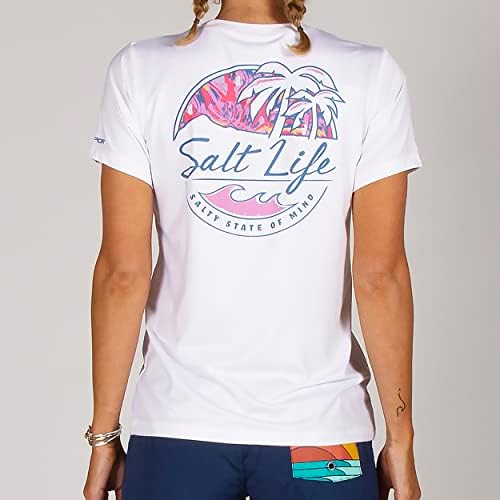 Женска риза да се изяви Salt Life Shady Palms с къс ръкав