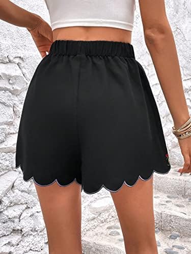 Дамски къси Панталони с цветна Бродерия, Панталони с покритие във формата на раковина, къси Панталони за womenNURBAL (Цвят: черен Размер: