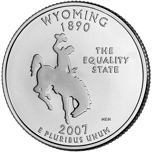 Сребърен пруф 2007 г., избраният Тримесечие на щата Уайоминг, Не Обращающийся Монетен двор на САЩ