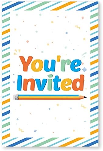 Покани за парти в чест на дипломирането на басейна в пликове Комплект от 20 покани на парти в басейн на Сбогом, училище, здравей