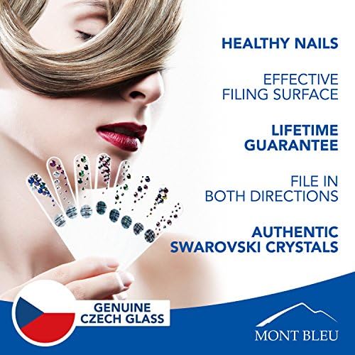 Набор от Mont Bleu от 3 Пилочек за нокти от чешкото стъкло, Украсен с кристали ръчно - Ръчна изработка - Чешката закалено стъкло