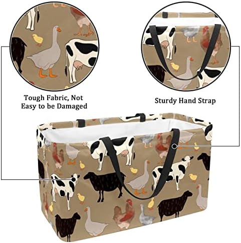 RATGDN за Многократна употреба за Хранителни стоки Чанта С Изображение на Селскостопански Животни Сгъваеми да Пере Големи Кутии За Съхранение