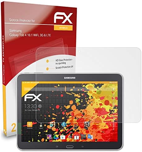 Защитно фолио atFoliX, съвместима с Samsung Galaxy Tab 4 10.1 за защита на екрана от Wi-Fi, 3G и LTE, антибликовая и амортизирующая защитно фолио FX (2X)