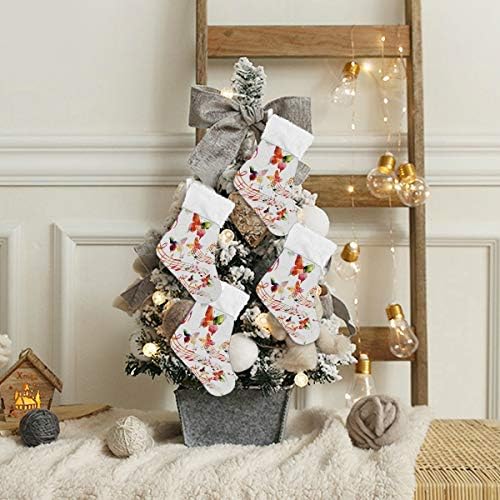 Коледни Чорапи ALAZA Музикални Ноти Пеперуди Класически Персонализирани Малки Декорации за Отглеждане за Семейни Празници Набор от