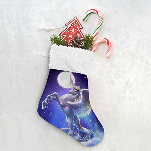 Коледни Чорапи ALAZA, Фантазийная Илюстрация, Еднорог, на Звездното Небе и Луната, Класически Персонализирани Малки Чулочные Украса за семейни