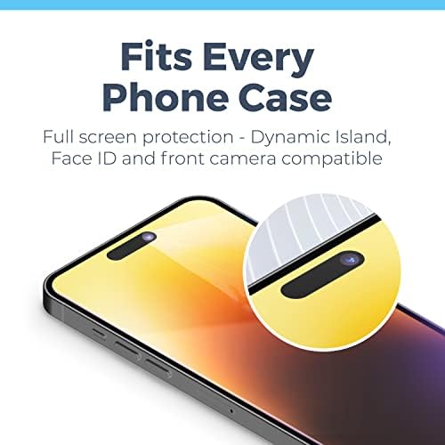Защитно фолио Power Theory 4 + 2 е Предназначена за iPhone 14 Pro със защита на обектива на камерата и комплект за лесна инсталация [Висококачествено