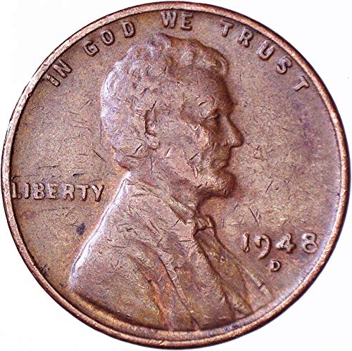 1948 D Линкълн пшеничен цент 1C много добър