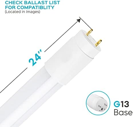 Лампа LUXRITE 2FT LED Tube Осветление, Т8, 11 W (еквивалент на 17 W), Дневна светлина 6500 До 1100 Лумена, Подмяна флуоресцентни лампи,