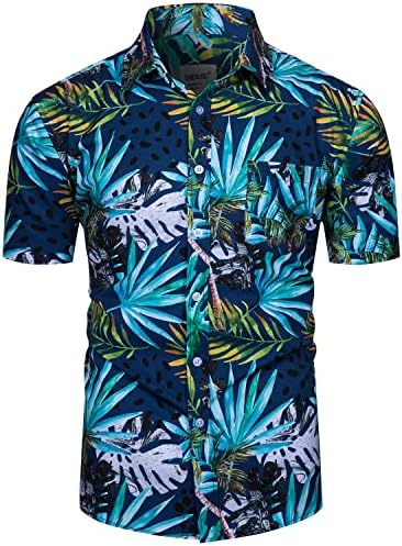 TUNEVUSE /Мъжки Хавайски Ризи и къси Панталони, Комплект от 2 теми, Тропически Костюм С Флорални Принтом, Плажен Костюм