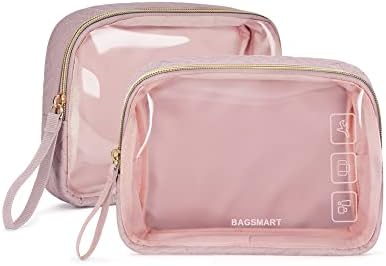 Чанта за тоалетни принадлежности, Одобрен BAGSMART TSA, Органайзер за Прозрачни козметични чанти за грим на 3 Опаковки, Пътна чанта за Тоалетни принадлежности с Размерит