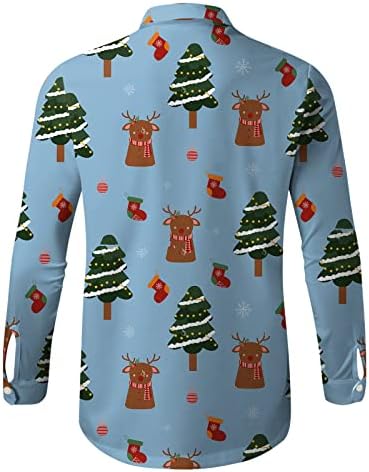 WOCACHI/ Мъжки Ризи с дълъг ръкав, Коледа, Снежен човек, Графична Обичайната Приталенная Ежедневни Бизнес Риза с копчета
