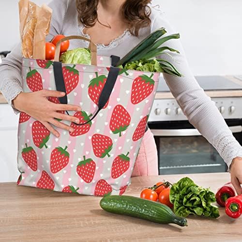 PrelerDIY апликации ягоди за Многократна употреба за Хранителни стоки Чанта - Bag-Тоут за Жени, Ежедневна Чанта През Рамо, Голяма Сгъваема