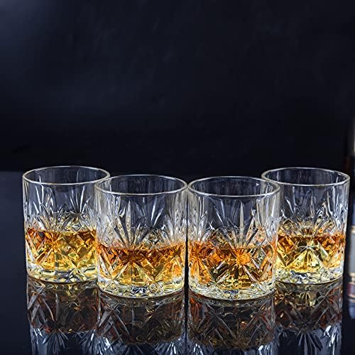 Комплект чаши за уиски KANARS, 4, 10 Унции, Старомодна Чаша за бърбън за Мъже, татко, Rocks Посуда, Ниски Чаши за уиски, Малц,
