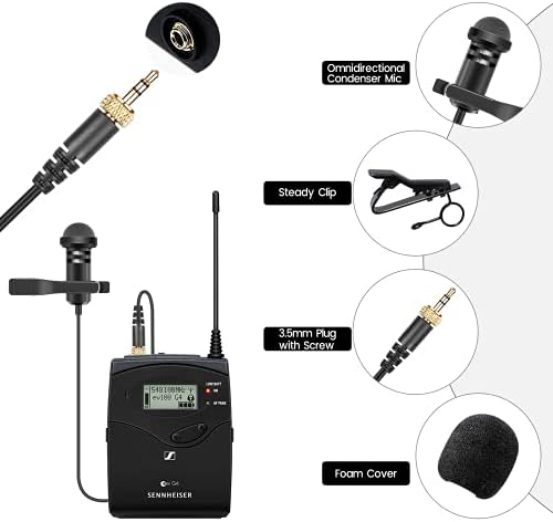 Петличный микрофон, Съвместим с wi-fi предавател Sennheiser Bodypack Transmitter, Ненасочено Кондензаторен микрофон на ревера 3,5 мм с винтовым ключ, 5 метра