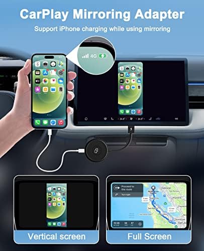 Адаптер за огледало на екрана на автомобила UWECAN за iPhone, адаптер CarPlay за авто огледала, фабрично свързване на Apple CarPlay, щепсела