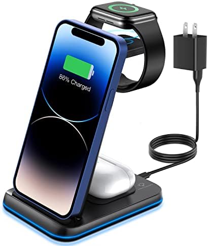 Складное Безжично зарядно устройство ZUBARR за няколко устройство 3 в 1, Безжично зарядно устройство за iPhone13 12 11/Pro/Mini/XS/XR,