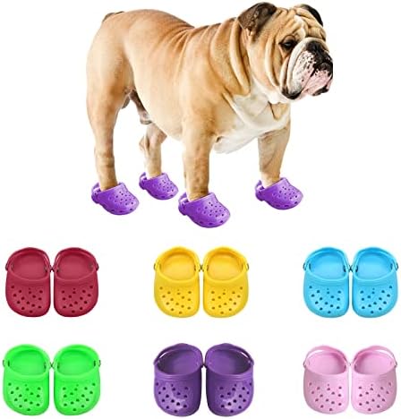 Mueonsk 4 опаковка/2 чифта, лятна куче обувки, Сандали за кученца от Ярки цветове, с трайно плъзгане подметка, Дишаща Удобни обувки за куче,