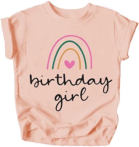 Тениска за момичета за Рожден Ден, Ретро Дъга със Сърцето, Цветна Тениска, Костюми За Малките Момичета За Рожден Ден, Дрехи За Новородено,
