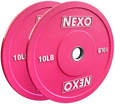 Чифт гумени облицовки броня NEXO 10 килограма Розов цвят - Матово покритие премиум-клас, 2 ярко розови утяжелителя за крос-тренировки