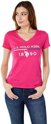 Тениска с V-образно деколте и логото на U. S. Polo Assn. 1890