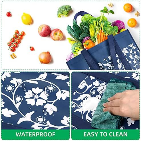 WOWBOX за Многократна употреба за Хранителни стоки чанти, Сгъваеми чанти-тоут на едро с повишен дръжки Пазарски чанти за храни Тежки
