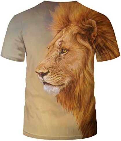Мъжка Тениска с 3D Принтом на Животното Лъв, Ежедневни тениски с Къс Ръкав