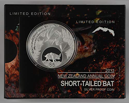 Сребърни монети, деноминирани 5 новозеландски долара 2013 г. - Короткохвостая прилеп номинална стойност от 5 до преобразувани