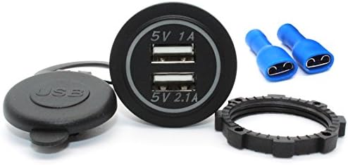 Cllena Двойно USB Зарядно устройство Конектор за Захранване 1A и 2.1 A за Автомобили, Лодки, Морски мобилно устройство (3 бр. Червен