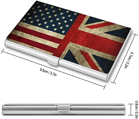 Ретро американски флаг и флаг Union Jack, визитница, метален джобен калъф за визитни картички, персонални портфейл за карти