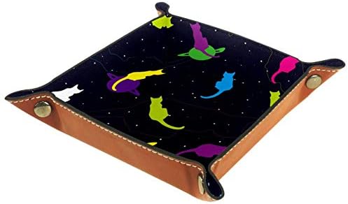 Lyetny Космически Котки Сатурн и Звездата Органайзер Тава Кутия За Съхранение на Нощни Caddy Тенис на Тава Чантата си За Дреболии Монетница Тава За Съхранение на Valet, 20,5x2