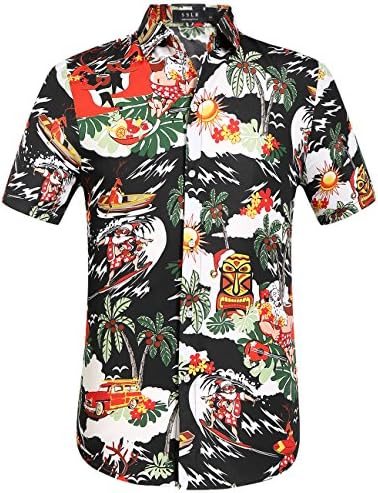 SSLR Мъжки Празнични Тропически Грозни Хавайски Коледа Риза на Дядо Коледа