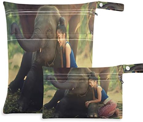 KEEPREAL Elephant Friend Wet Dry Bag за филтър памперси и бански костюми, за пътуване и на плажа - Водоустойчив Мокри чанти
