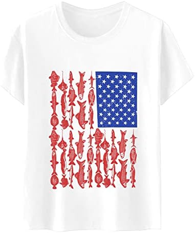 Патриотични Ризи за Жени, Тениска с Флага на САЩ, Ежедневни Летни Блузи, тениски с Къс Ръкав, Патриотични Удобни Свободни Тениски, Потници